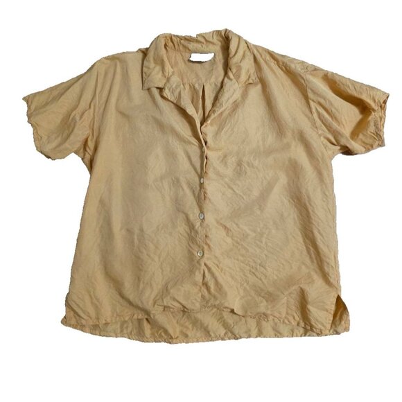 Eileen Fisher Washed Organic Linen Delave vintage Shirt Marigold M A001118 - Picture 1 of 7